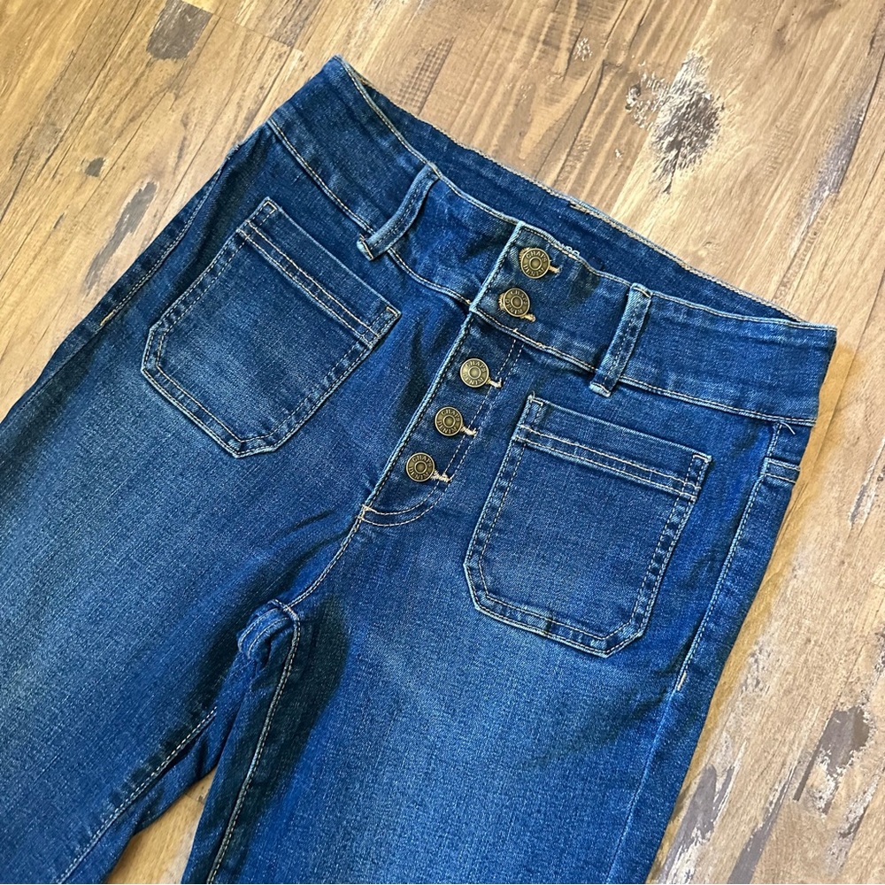 Chaps Dark Wash Front Pockets Button Up Jeans - image 2